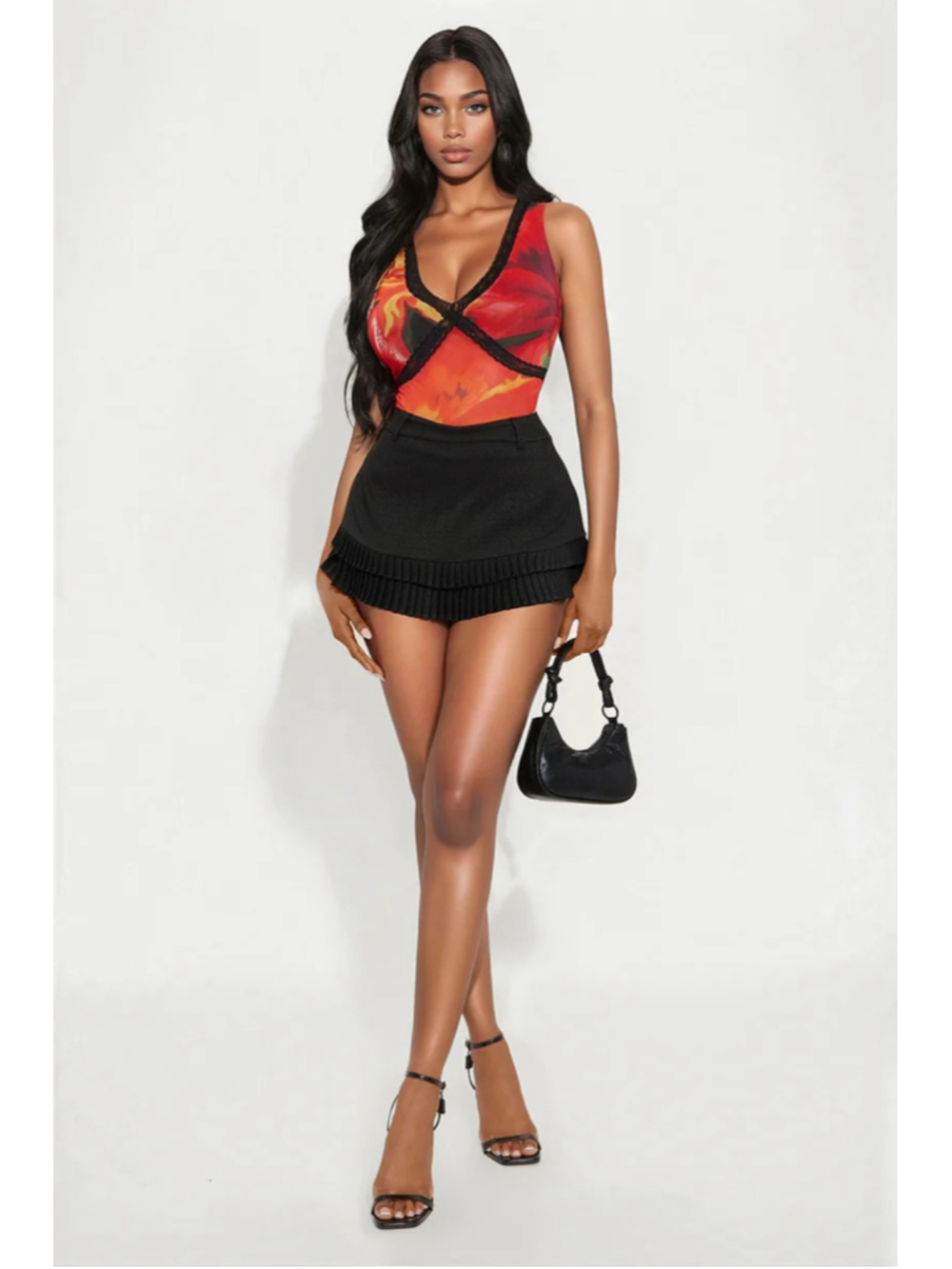 Fashion Nova Piper Tiered Ruffle Micro Mini Skort - Black S